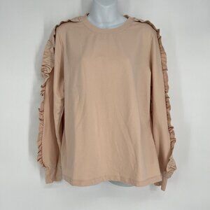 Jason‎ Wu Beige Ruffle Sleeve Sweatshirt M